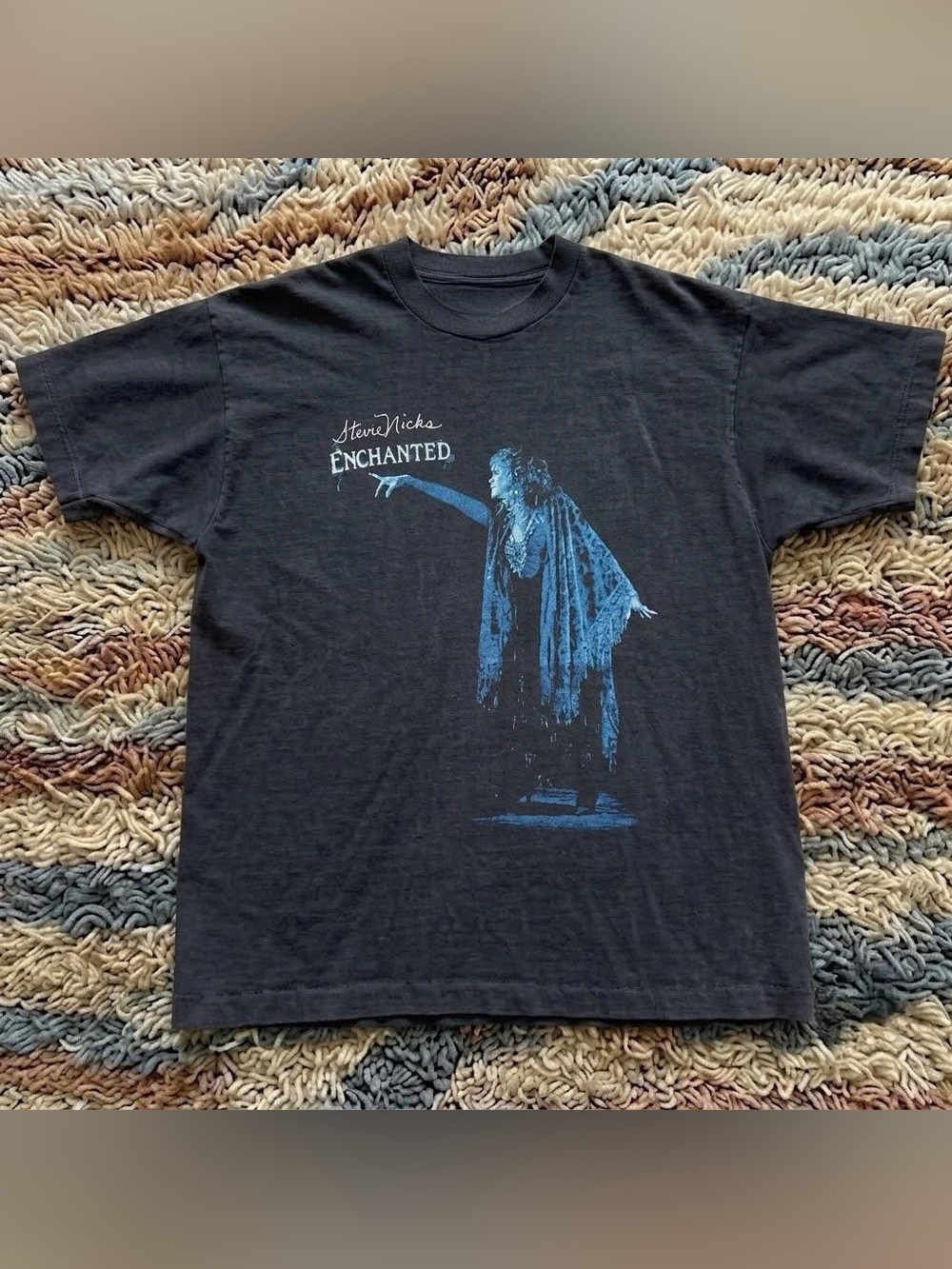 Vintage Stevie Nicks Enchanted Graphic Tee - Black with Blue Print